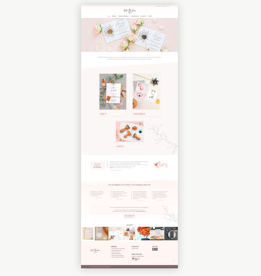 page accueil site e-commerce Oh! Bonheur