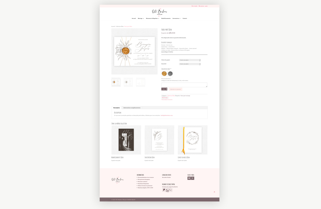 Page produit woocommerce Oh! Bonheur